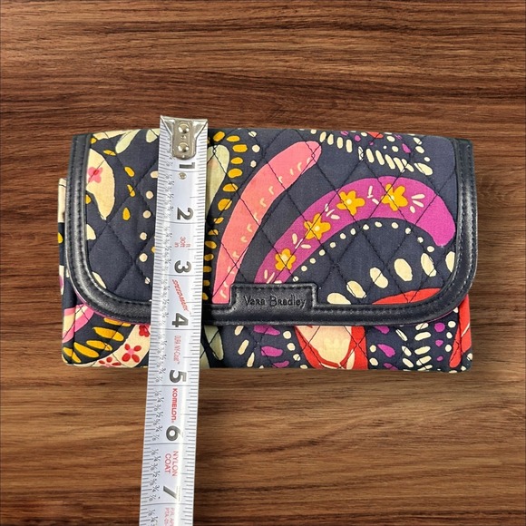Vera Bradley Quilted Wallet Clutch Blue Pink Butterfly Floral - Picture 3 of 6